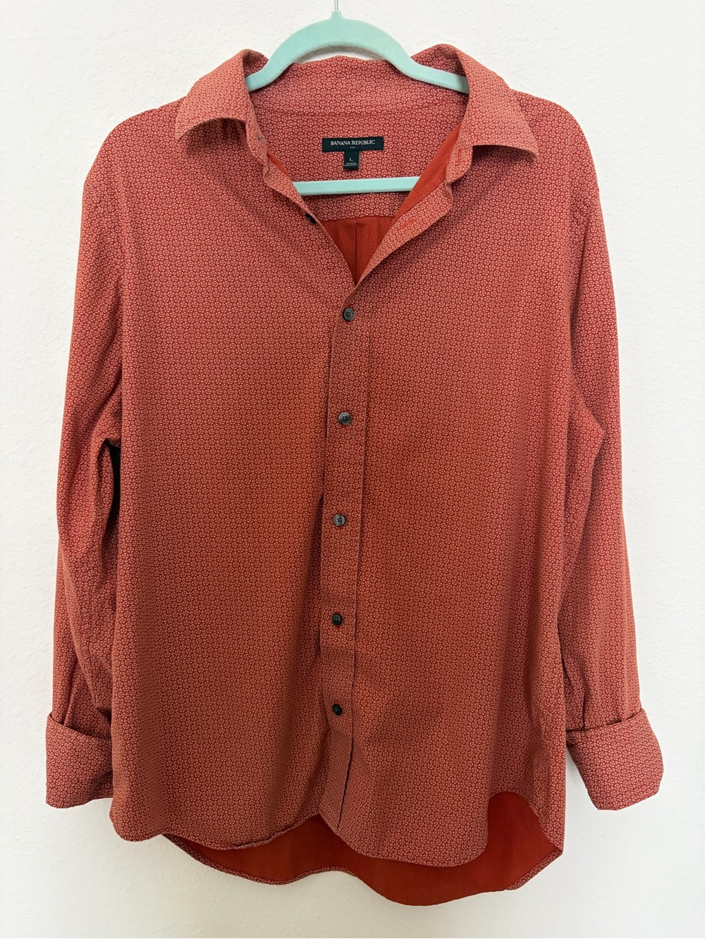 Banana Republic Large Rust Orange Floral Button-Down Shirt